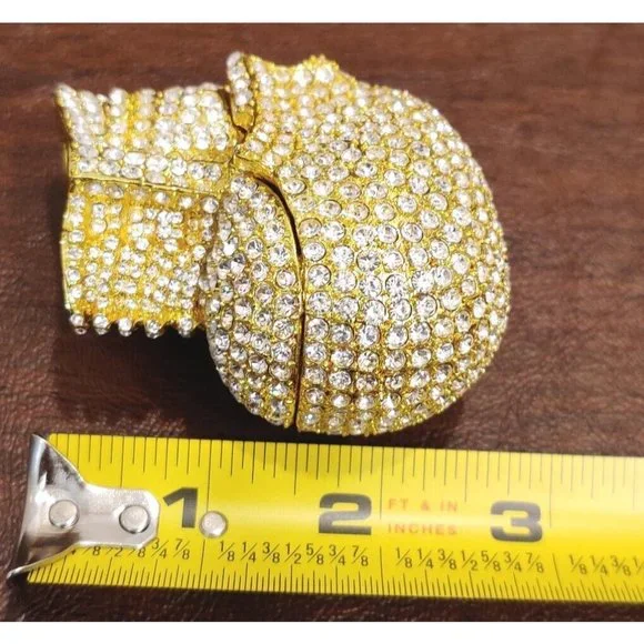 Golden Skull Trinket Jewelry Box with Stunning Rhinestone? Appx 2.75x2x2.5
